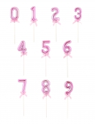 Cake topper chiffre rose avec nœud 12,7 cm pour gâteau d'anniversaire