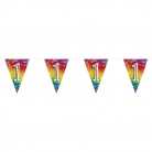Guirlande fanions métalliques chiffres 6 m anniversaire arc-en-ciel