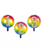 Ballon aluminium multicolore chiffre 45 cm gonflable hélium anniversaire