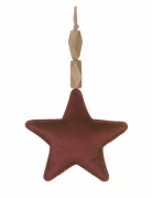 Suspension étoile en velours bordeaux 15 cm pour sapin