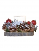 Photophore pommes de pin baies des bois 15 cm sur rondin