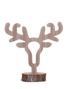 Décoration en bois tête de cerf 25 cm sur rondin