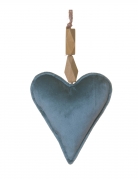 Suspension cœur en velours bleu 15 cm décoration Noël chic
