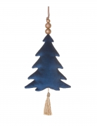 Suspension sapin en velours bleu marine 22 cm avec tassel