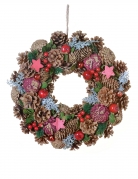 Couronne de Noël nature traditionnelle 35 cm aux pommes de pin
