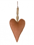 Suspension cœur en velours terracotta 15 cm décoration de noël