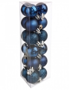 18 mini boules de noël bleu nuit 3 cm mates et brillantes