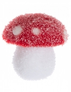 Décoration champignon à pois 8 cm rouge et blanc