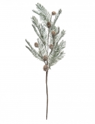 Branche de sapin enneigée 65 cm avec pommes de pin