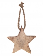 Suspension pour sapin en bois étoile 5 cm aspect naturel