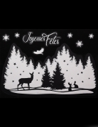 Sticker pour vitre paysage de noël 29 x 40 cm blanc pailleté