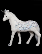 Décoration licorne blanche à strass bleu et argent 25 cm