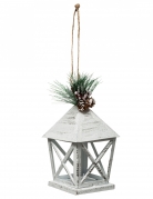 Suspension pour sapin lanterne blanche 13,5 cm en métal