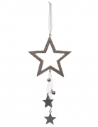 Décoration à suspendre étoile argentée 24 cm à paillettes et grelots