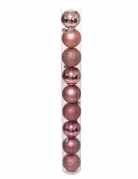 9 boules de noël rose gold 6 cm, finitions brillantes et pailletées