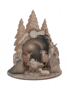 Crèche de Noël traditionnelle en bois avec sujets à assembler 20 x 22 cm