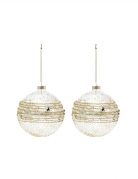 2 boules en verre doré 10 cm décoration de Noël