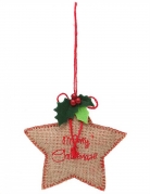 Suspension étoile en tissu 13 cm merry christmas