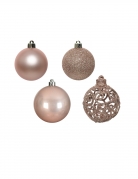 16 petites boules de noël rose gold 6 cm brillantes et mates