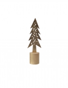 Décoration sapin en fer doré sur socle bois 29 cm