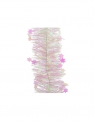 Guirlande pour sapin iridescente avec étoiles 270 cm reflets roses