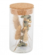 Bocal en verre avec plumeaux et eucalyptus 12,5 cm, bouchon liège