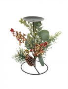 Bougeoir traditionnel et végétal 20 cm décor de Noël