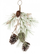 Descente pommes de pin paillettes champagne 45 cm sapin doré