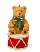 Bougie ourson sur son tambour 11 x 6 cm décoration noël