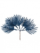 6 feuilles tropicales sur tige paillettes marine 21 cm pour déco jungle