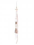 Suspension en bois sapin jute et dentelle 90 cm, style chalet
