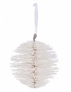 Boule de Noël blanche pailletée 15 cm effet branchages