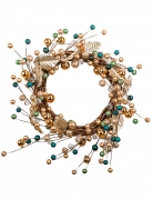 Couronne décorative branches et boules pailletées 40 cm dorée