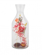 Bouteille transparente avec fleurs séchées colorées 11 x 27,5 cm