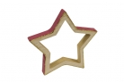 Décoration étoile en bois et velours bordeaux avec paillettes 12 cm pour Noël chic