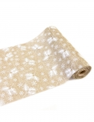 Chemin de table en toile de jute naturelle polaire 4 m x 28 cm avec flocons