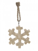 Suspension pour sapin en bois flocon 5 cm aspect naturel