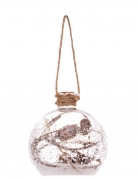 Boule de noël en verre petite fiole givrée 9 cm avec neige