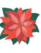 20 serviettes en papier fleur de Noël poinsettia 15,5 x 14,5 cm