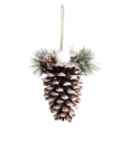 Suspension pomme de pin enneigée 14 cm décoration Noël