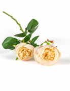 Roses artificielles sur tige 46 cm blanches et roses