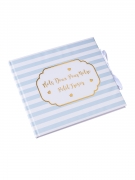 Livre d'or petit trésor rayé bleu et dorure 22 x 19,5 cm baby shower