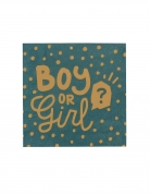 20 serviettes en papier boy or girl 33 x 33 cm turquoise et doré