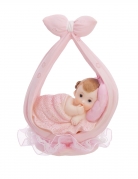 Figurine petite fille dans une écharpe rose 11 cm pour baptême