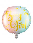 Ballon en aluminium boy or girl pastel 35 cm pour gender reveal