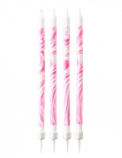12 bougies marbre rose et blanc 12 cm d'anniversaire
