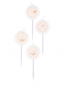 4 bougies roses petite princesse 7,5 cm pour gâteau