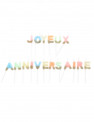 Bougies joyeux anniversaire multicolores et paillettes or 4,3 cm, lot de 18
