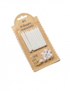 10 bougies blanches avec bobèches 6 cm pour anniversaire
