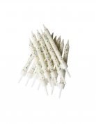 12 bougies blanches à paillettes 7,5 cm pour gâteau d'anniversaire